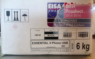 Pro-Ject Essential ll Phono Turntable Black with Ortofon Stylus in Original Box