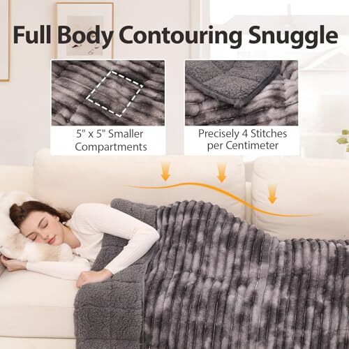 Sherpa Fleece Weighted Blanket for Adults Twin/Full 48" x 72" 15 LBS