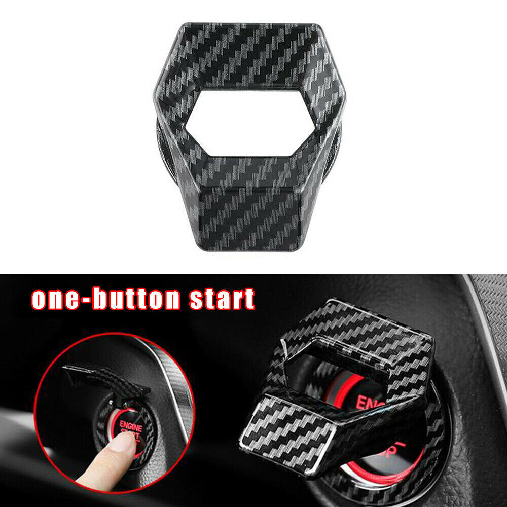 Carbon Fiber Engine Start Stop Push Button Switch Cover – Metal Alloy, 3.8cm Outer