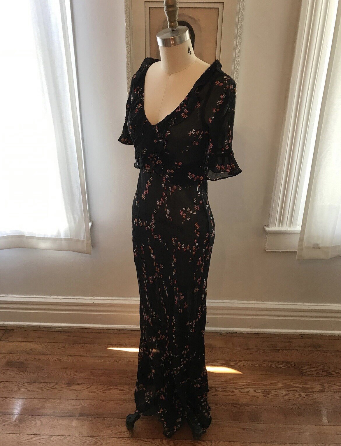 1990s does 1930s Sheer Floral Sun Dress Gem