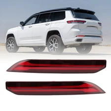 2pcs LED Rear Bumper Reflector Lamp For 2021-2024 Jeep Grand Cherokee Red LH+RH