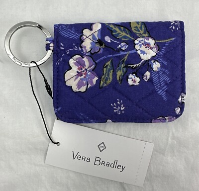 Vera Bradley Women's Purple Wild Roses Cotton Campus Double ID Case-NWT