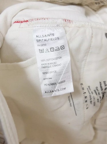 AllSaints White Sendo Bryce Slim Fit Shorts W26 - Picture 7 of 7
