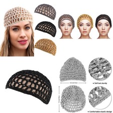 US 3 Pcs Short Women Hairnet Cover Mesh Crochet Hair Net Rayon Knit Snood Hat