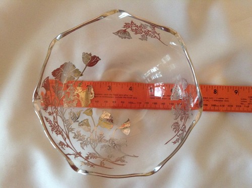 Sterling Overlay Flanders Poppy Pattern Glass Bowl Vintage Silver City Cambridge - Picture 8 of 8