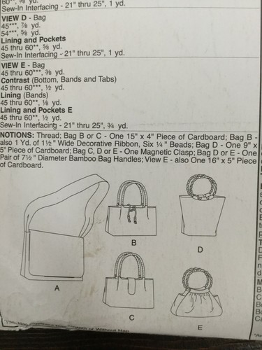McCalls Fashion Accessories MP291 Purse Handbag 5 Versions 2003 Uncut - Picture 4 of 6