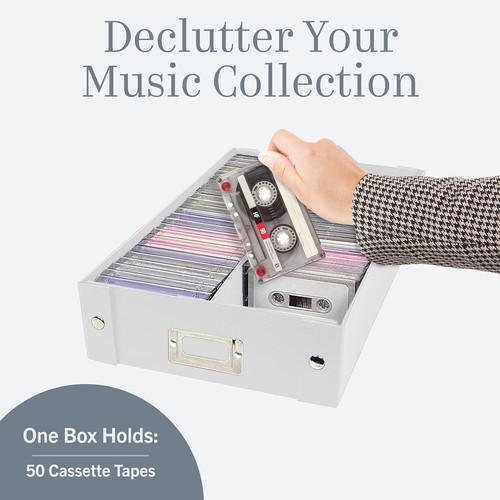 Cassette Tape Storage Box - Durable 2 Pack - Holds 50 Cases - Easy Organization - Bild 4 von 8