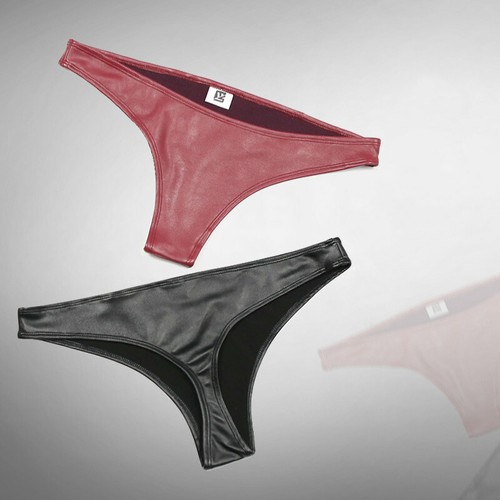 Femme Faux Latex Slip String Taille Basse Stretch Slip Lingerie Souple - Bild 3 von 10
