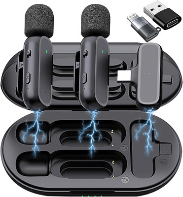 Microfono mini inalambrico #1 para celular camara solapa con estuche carga 2 mic