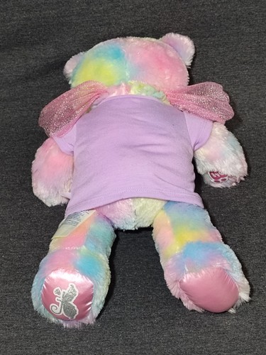 Build A Bear Rainbow Bear 16" Pink Wings Stuffed Plush Purple Shirt - Picture 3 of 13
