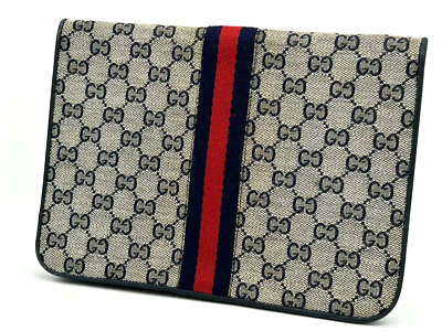 GUCCI Vintage GG Canvas Sherry Line Clutch Bag Purse Pouch