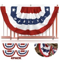 Anley 3x6 Ft USA Pleated Fan Flag 4 Pack - US Bunting Flags Half Fan Banner