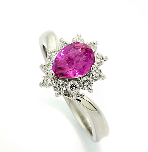 Ring pinker Saphir gemmologische Expertise Brillanten Platin seltener Edelstein! - Bild 1 von 4