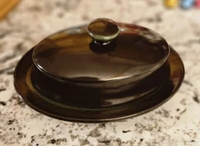 Franciscan Madeira Covered Butter Dish with Lid Green & Brown Earthenware