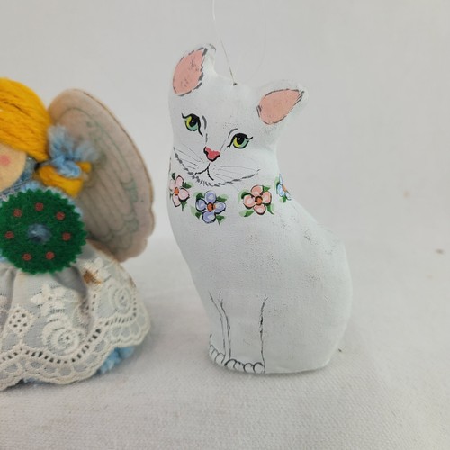 6 Vintage Weihnachtsschmuck Hase Katze Engel Clown Bär & 2 Pier One Puppen - Bild 7 von 23