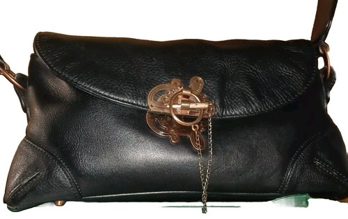 SMALL SHOULDER BAG DARK BROWN GENUINE SOFT LEATHER DESIGNER MODALU NEW WITH TAGS - Picture 5 of 9