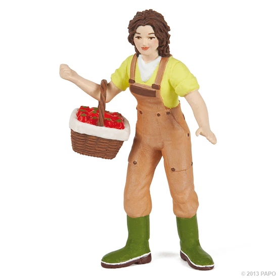 Papo 39219 Bäuerin mit Korb 9 cm Bauernhoftiere