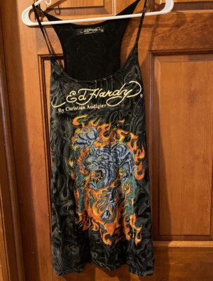 ed hardy black dress Ed Hardy Women's Heart Wings Cut Out Rib Dress in Black | size Large main image 0
