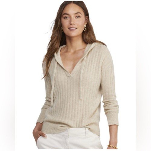 Vineyard Vines Women’s Seaspun Rib Cashmere Hoodie Sweater in Oatmeal Size M - Picture 8 of 13