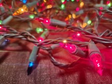 Set of 100 Green wire string multi colored Christmas holiday craft lights