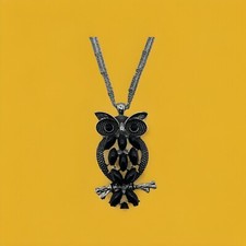 Cato C1946 Silver Tone Necklace Black Owl Pen...