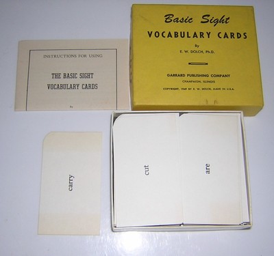 1949 Vintage GRADE1 BASIC SIGHT VOCABULARY CARDS B0X 1/ GROUP HOME SCHOOL