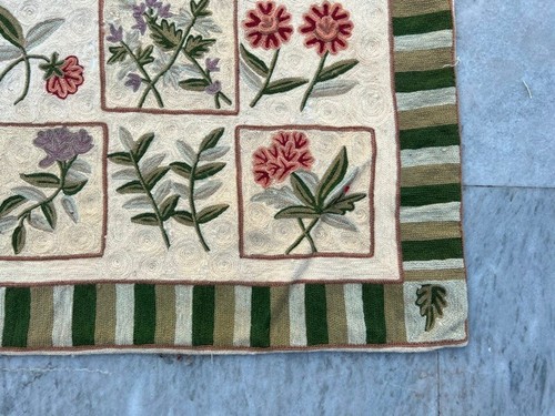 Vintage French Style Aubusson Rug Chain Stitch Needlepoint Rug 3x5 ft Free Ship - Picture 12 of 13