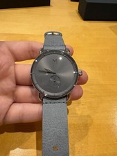 MVMT blacktop Men’s grey leather strap watch