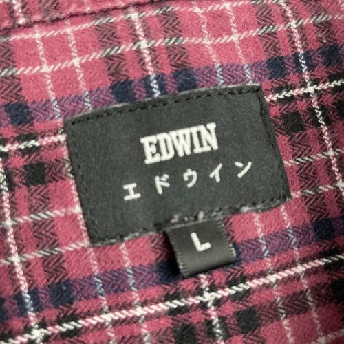 Edwin STANDARD Shirt Men’s Large Red Check Long Sleeve Button Down Flannel - Picture 7 of 14