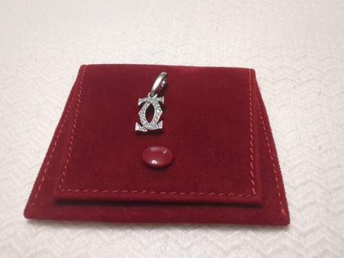 Cartier 18K White Gold Double C Diamond Charm Pendant - Picture 10 of 24