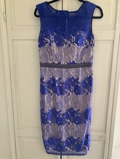 Little Mistress cobalt blue lace bodycon dress - size 12