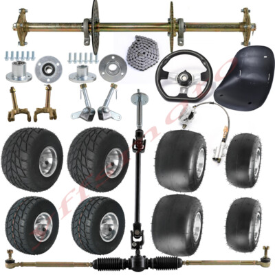 5inch 11x7.10-5 10x4.50-5 Tire Rim Rear Axle Kit Sprocket Brake for Go Kart Cart