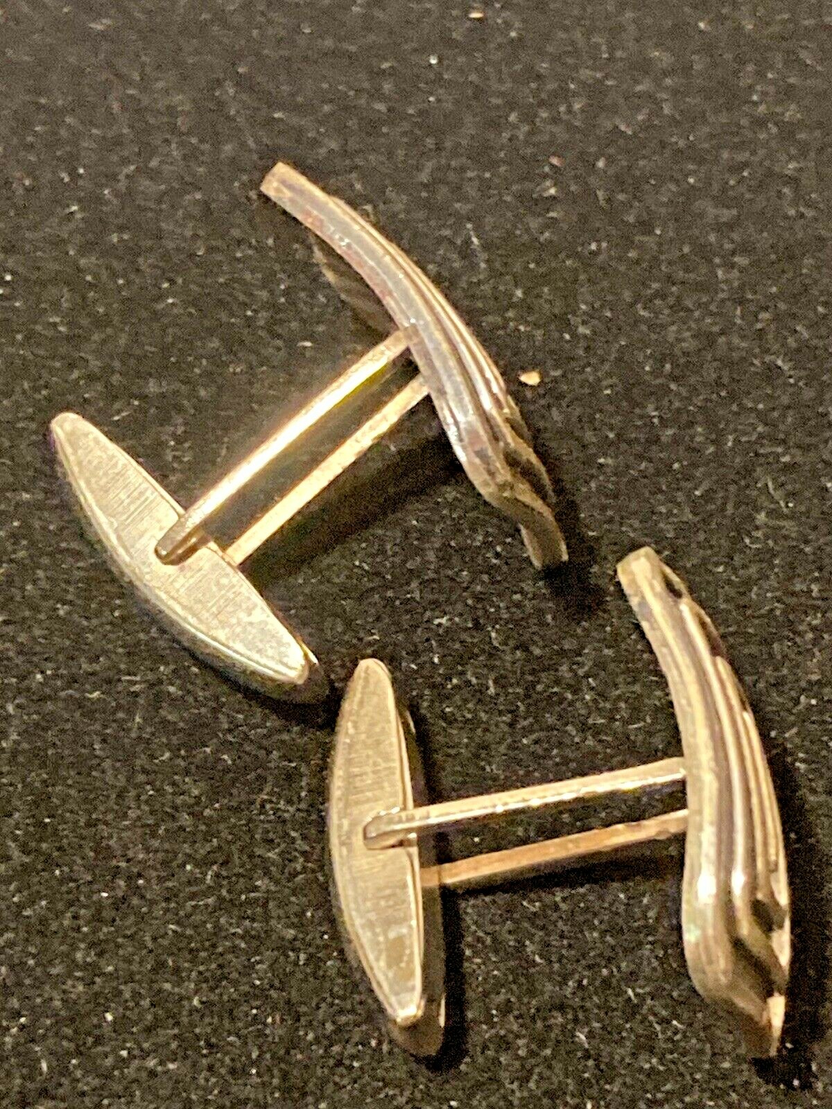 Vtg Pair Art Deco Style Rectangular Cufflinks But… - image 4