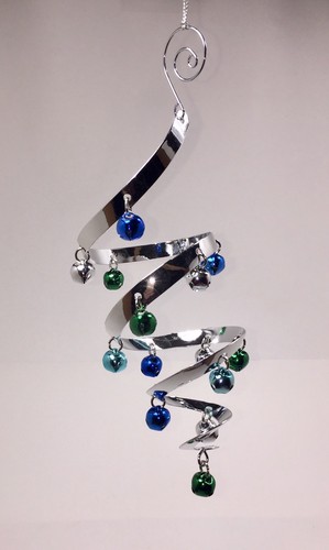 SILVER SPIRAL WITH BELLS VINTAGE CHRISTMAS ORNAMENT - Picture 4 of 5