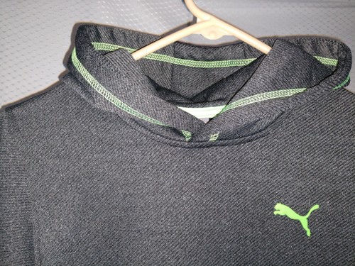 Puma Pullover Boys Girls Activewear Hooded Size Small S 8 Gray Green - Picture 2 of 8