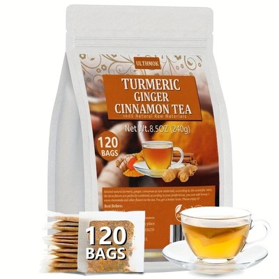120 Bags Premium Turmeric Ginger Cinnamon Tea Improve Digestion Support Brain..