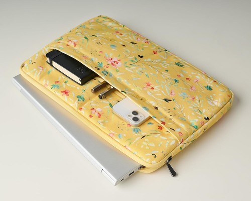 ✨ Maison d'Hermine 15.6" Laptop Sleeve - Yellow Floral Colmar Elegance ✨ - Afbeelding 7 van 9