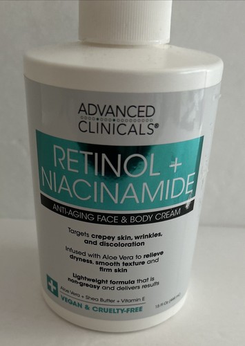 ADVANCED CLINICALS ~RETINOL + NIACINAMIDE Anti-Aging Crepey Skin FACE BODY CREAM - Picture 2 of 13