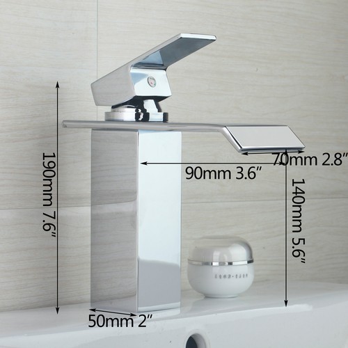 Waterfall Spout Sink ORB/Nickel/Chrome Bathroom Basin Mixer Faucet Brass Taps - Picture 8 of 45