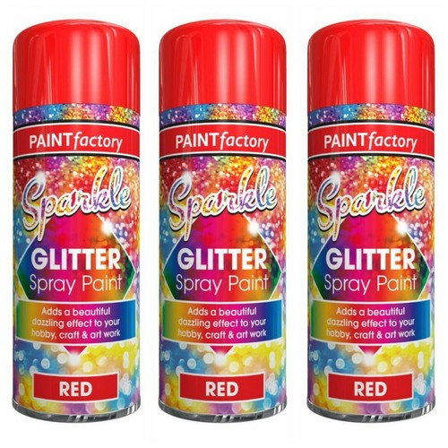 3 x 200ml Clear Lacquer Spray Paint with Sparkling Red Glitter Hobby