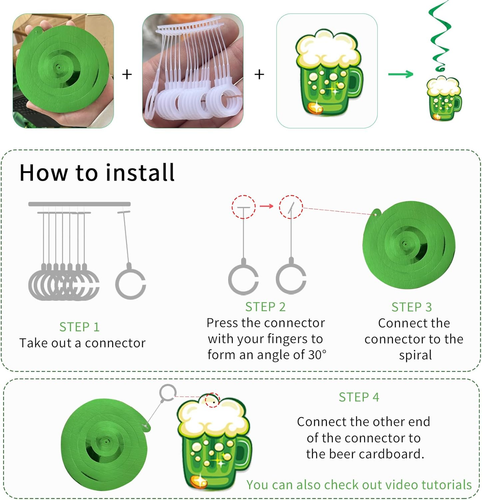 St. Patrick'S Day Decorations Green Shamrock Lucky Banner Clover Hanging Swirls - 第 7/12 張圖片