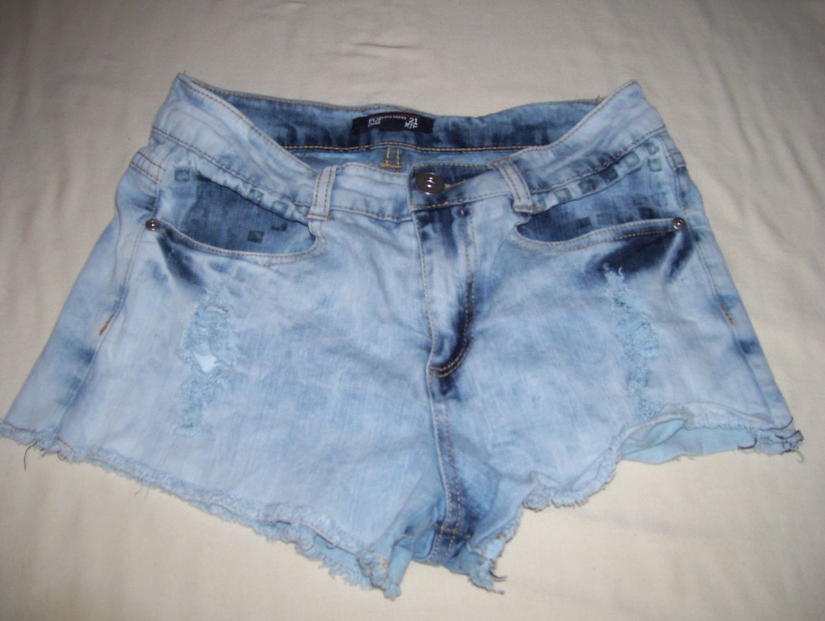 Short En Jean Bleu Distressed Forever 21 - Taille 26 Pour Juniors, Style Décontracté