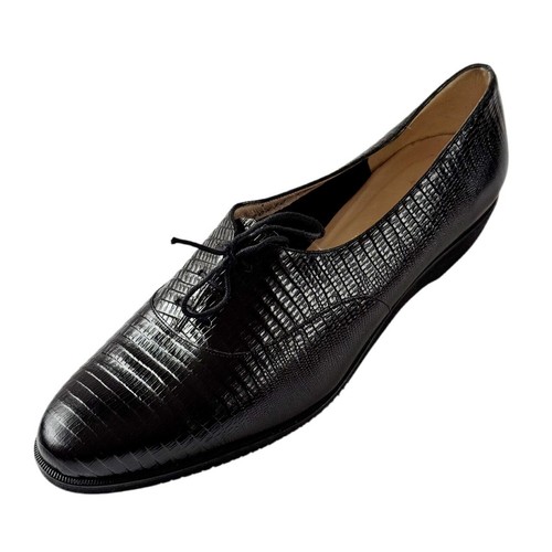 Salvatore Ferragamo Black Lather Women's Laсe Up Formal Oxford Shoes 8.5 B - Picture 4 of 4