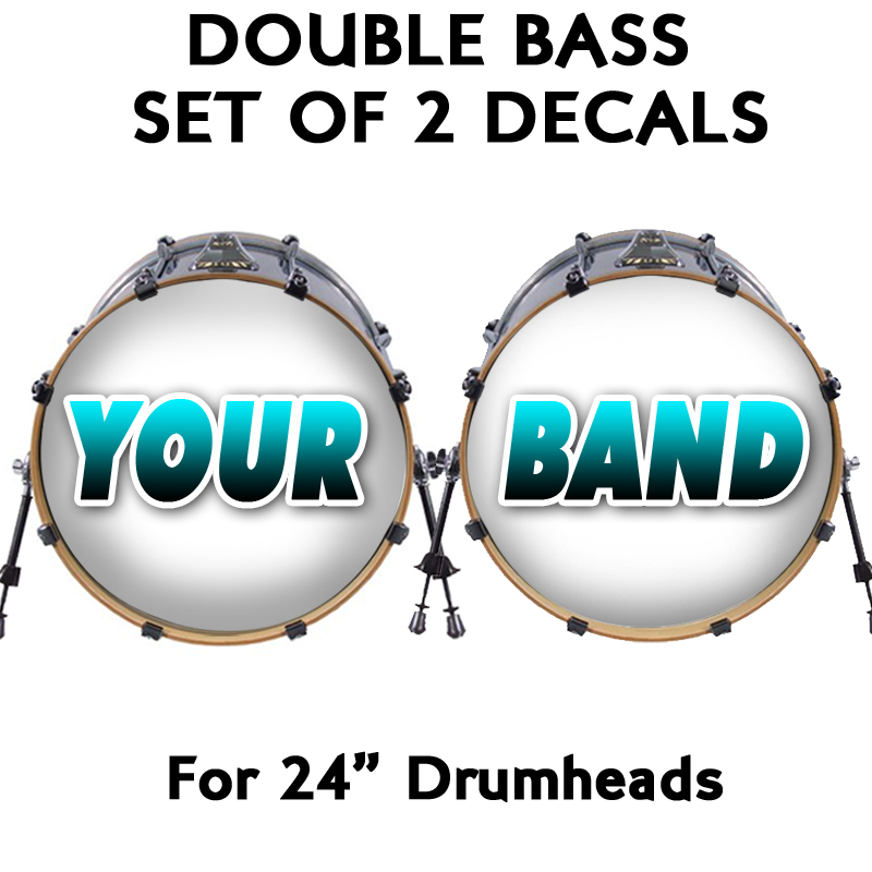DOUBLE BASS (Lot of 2) Custom Drum Decals Sticker Vinyl Kick Skins Logo