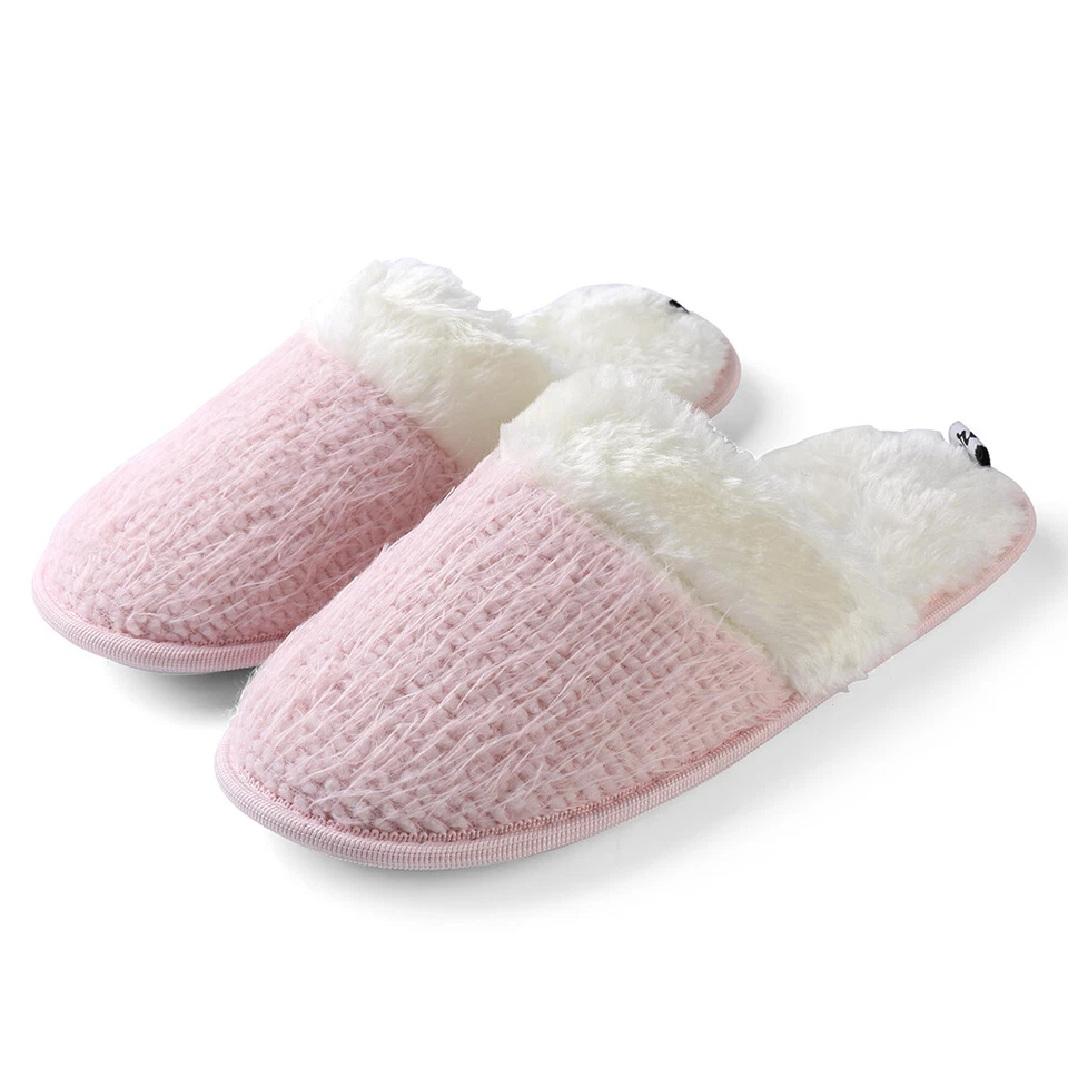 Chinelos femininos de inverno rosa quente para quarto interno sola macia antiderrapante tamanho 6 - Imagem 3 de 4