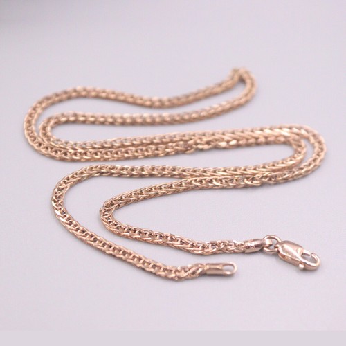 15.7inch Real 18K Rose Gold 1.8mm Wheat 