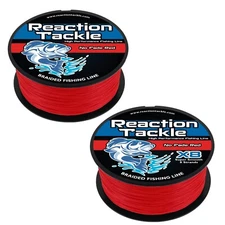Reaction Tackle Braided Fishing Line / Braid - NO FADE Red- 4 or 8 Strands