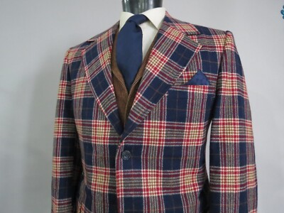 VTG Anderson Little Co Multi color bold window pane check sport coat 44 R