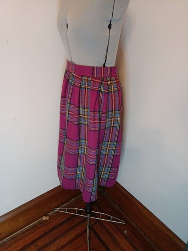 1960s 1970s Vintage Union Made Plaid Skirt Purple Tartan Size 14 - Picture 3 of 13
