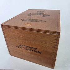 Montecristo Club Cabinet No 50 Empty Wooden Cigar Box 7 x 5.25 x 4.25